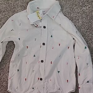 Cat & Jack White Patterned Button-Down Shirt